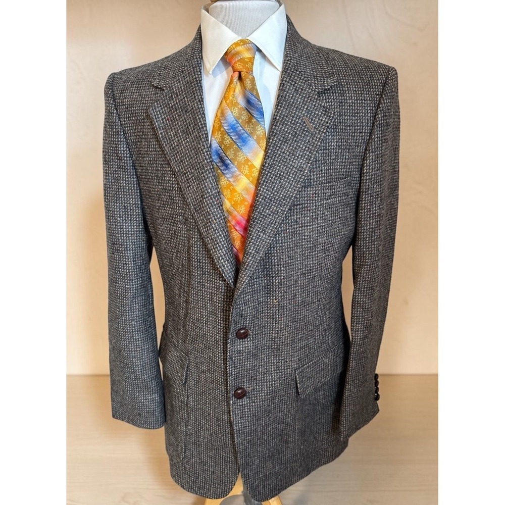 NEW VTG Arnie Wool Gray Tick Tweed Sport Coat Blazer Jacket Sz 42L Slim USA Made
